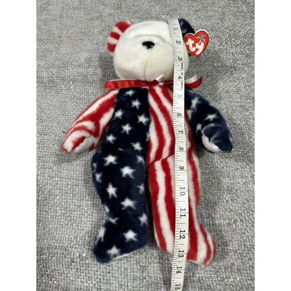 Ty Beanie Buddie Spangle Bear And Beanie Baby Glory Bear Lot USA Patriotic Plush - Picture 11 of 16